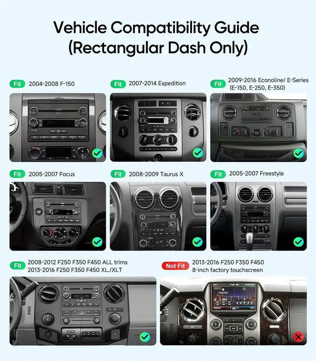 Alt view image 2 of 6 - 10" Car Radio Stereo for Ford F150(2004-2008) F250/F350/450/550(2008-2016) E150/250/350/ECONOLINE Van(2009-2016) Focus/Fusion(2005-2007) WiFi/Wireless CarPlay/Android Auto/HD Touchscreen/GPS