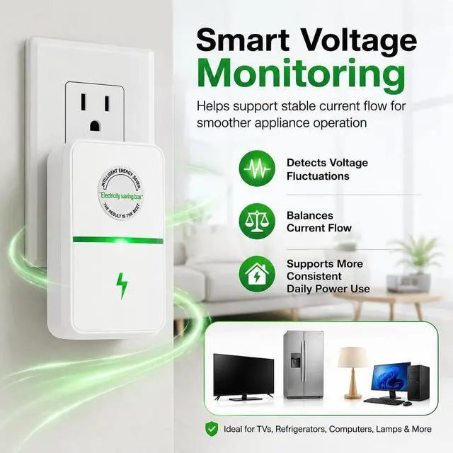 Alt view image 7 of 7 - StopWatt Smartplug Device, Stop Watt Device Plug-in for Home Office Compact Plug and Play Thermoregulation Outlet Voltage Optimization Surge Protection 90v-250v 30KW