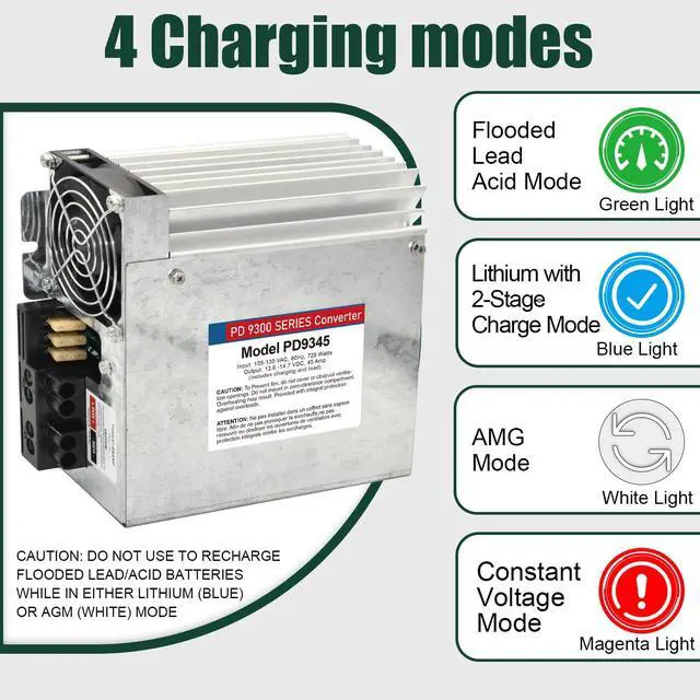 Alt view image 3 of 7 - PD9345 RV Power Converter Replacement 9300 Series Converter, 45Amp 120V to 12V RV Converter Charger for RV Camper Caravans Trailer Battery, 725W