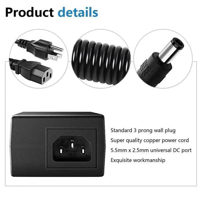Alt view image 4 of 7 - 24V DC Power Supply 24 Volt 5A 120W Power Adapter 100V~240V AC to DC Converter Transformer 5.5x2.5mm Plug for 5050 3528 LED Strip Light 3D Printer LED Driver CCTV Security System LCD Monitor