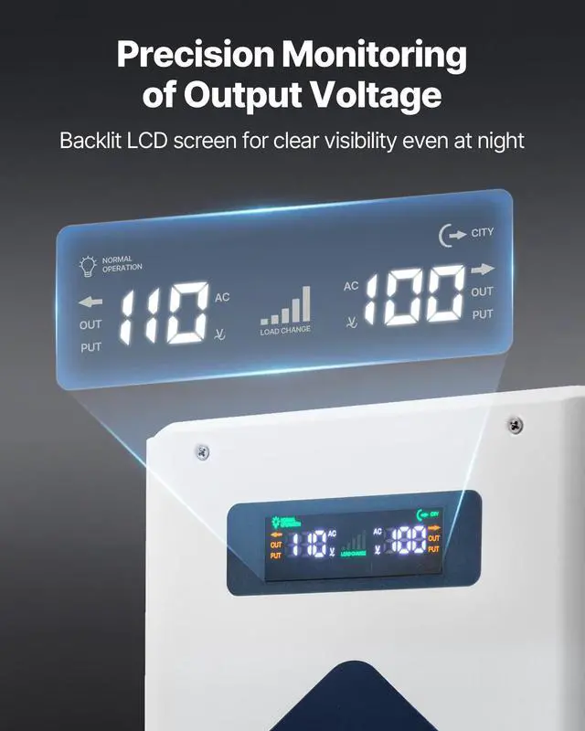 Alt view image 5 of 7 - Step Down Voltage Converter, 2000VA, Heavy Duty Voltage Power Converter, 220V to 110V Power Transformer, with 2 US Outlets, USB Output, LCD Display, Temperature Protection, for 110V Appliances