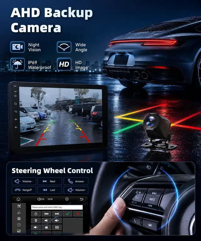 Alt view image 6 of 7 - 9 Inch Car Stereo for Toyota Yaris Vios 2007-2013, Wireless CarPlay Android Auto MP5 Player with IPS Touchscreen Bluetooth FM/RDS DSP Vi-Link You-Tube Mirror Link, Backup Camera SWC