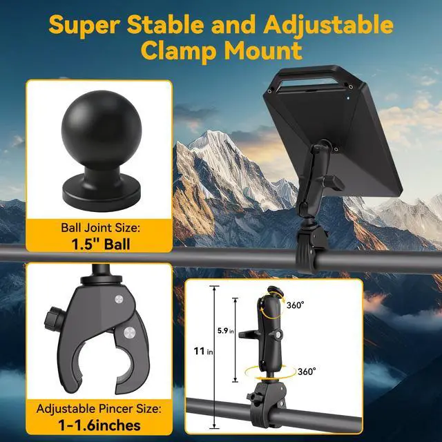 Alt view image 3 of 7 - Starlink Mini Clamp Mount with Protective Silicone Case, 2 in 1 Satellite Dish Mounting Kit & Cover with Adjustable Clamp Mount Handle Shoulder Strap & 1/4"-20 Nuts for RVs Car Boat-Black