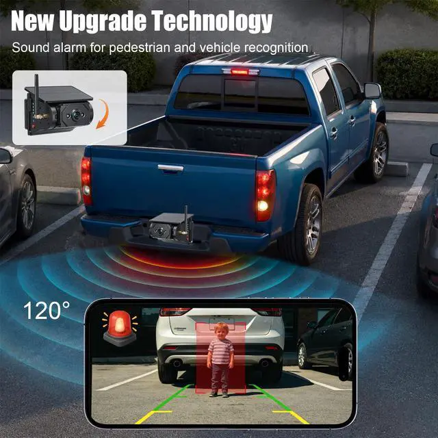 Alt view image 2 of 7 - Wireless Backup Camera with Motion Detection Alert for Truck RV Trailer | 9600mAh Long Life Battery, 1080P HD Night Vision, Magnetic Solar Powered WiFi Rear View Camera IP67, Phone App Control