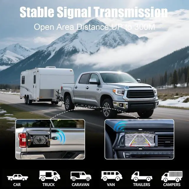 Alt view image 3 of 7 - Wireless Backup Camera with Motion Detection Alert for Truck RV Trailer | 9600mAh Long Life Battery, 1080P HD Night Vision, Magnetic Solar Powered WiFi Rear View Camera IP67, Phone App Control