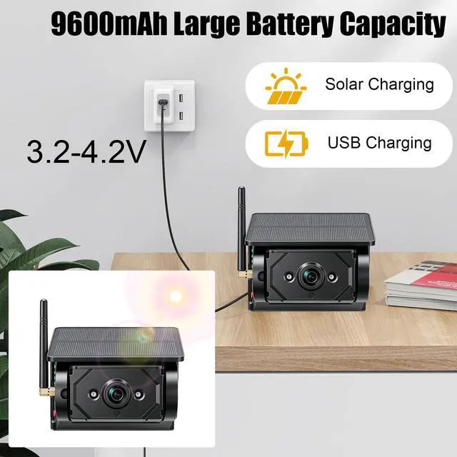 Alt view image 6 of 7 - Wireless Backup Camera with Motion Detection Alert for Truck RV Trailer | 9600mAh Long Life Battery, 1080P HD Night Vision, Magnetic Solar Powered WiFi Rear View Camera IP67, Phone App Control