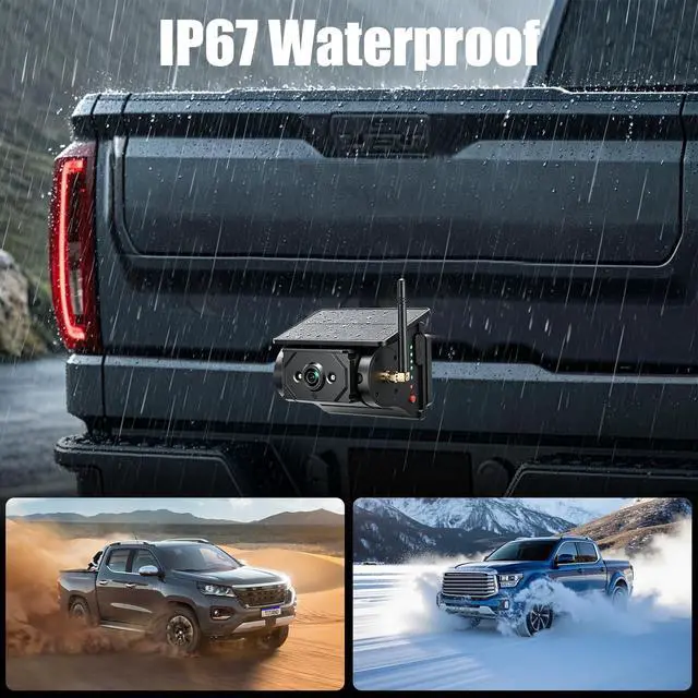 Alt view image 7 of 7 - Wireless Backup Camera with Motion Detection Alert for Truck RV Trailer | 9600mAh Long Life Battery, 1080P HD Night Vision, Magnetic Solar Powered WiFi Rear View Camera IP67, Phone App Control