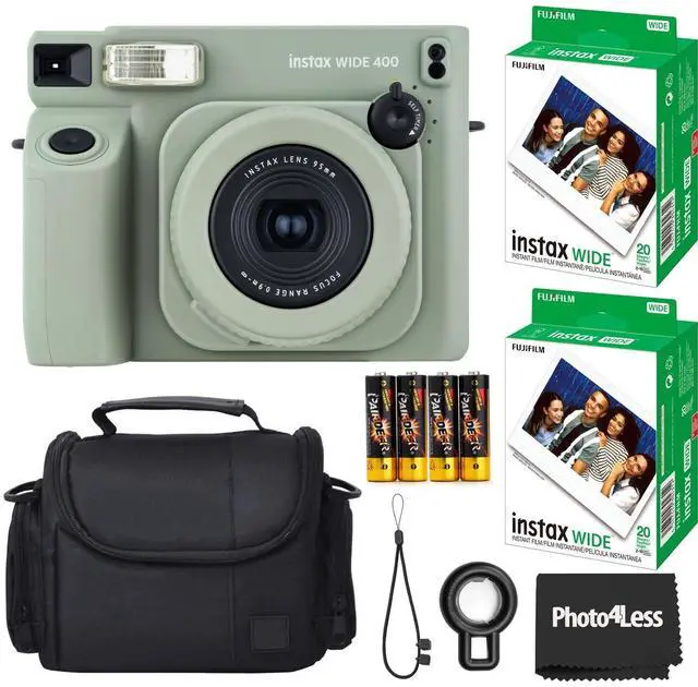 Main image of Instax Wide 400 Instant Film Camera (Sage Green) Bundle with Instax Wide Instant Film (40 Sheets), with Accessories Including Protective Carrying Case