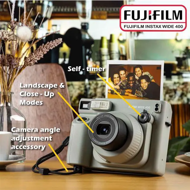 Alt view image 4 of 7 - Instax Wide 400 Instant Film Camera (Sage Green) Bundle with Instax Wide Instant Film (40 Sheets), with Accessories Including Protective Carrying Case