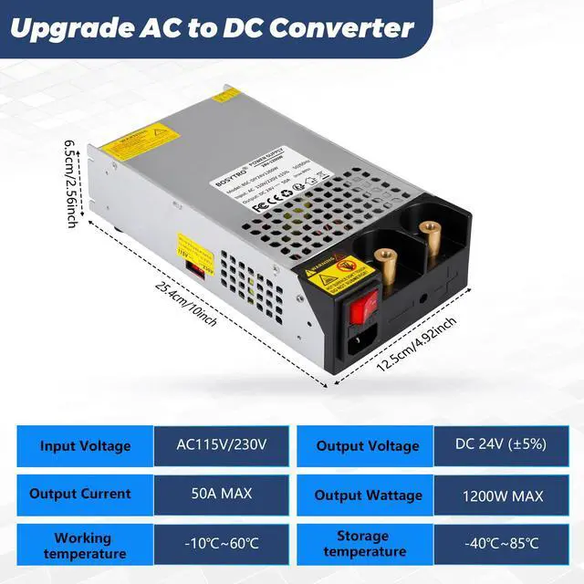 Alt view image 2 of 7 - 24V DC Power Supply 1200W AC to DC Converter SMPS 50A Switching Power Supply Adapater Transformer for 3D Printer, RV, Led Strip, Motor Pump, CCTV, Electronic Instruments, Lab Computer