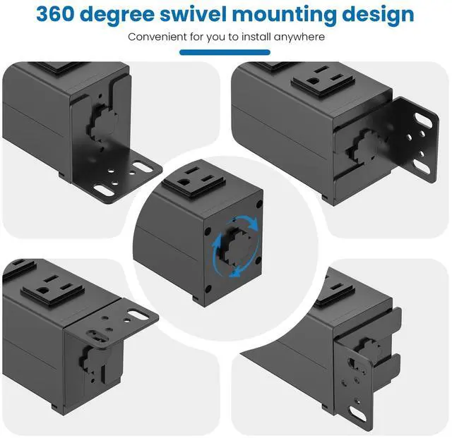 Alt view image 5 of 7 - 7 Outlet PDU Power Strip with Digital Display, 1U, Black, 6FT, 1 | 19inch Metal Mountable Outlet Strip with Individual Switch, for Network, Server, Audio Equipment Racks, 1200J