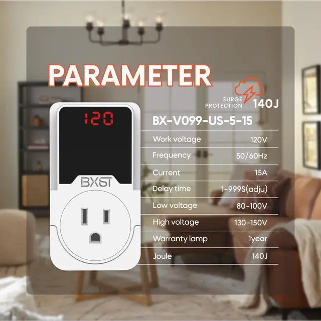 Alt view image 2 of 7 - Surge Protector Outlet, Voltage Regulator for Refrigerator, TV, PC and Home Appliances, Adjustable High/Low Voltage Protection, Wall Outlet Surge Protector, 120V 15A 1800W, 2 Pack