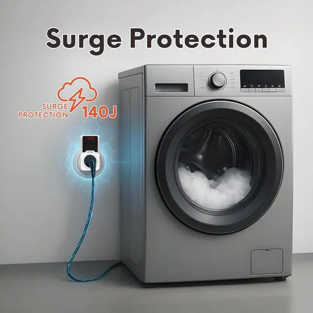 Alt view image 4 of 7 - Surge Protector Outlet, Voltage Regulator for Refrigerator, TV, PC and Home Appliances, Adjustable High/Low Voltage Protection, Wall Outlet Surge Protector, 120V 15A 1800W, 2 Pack