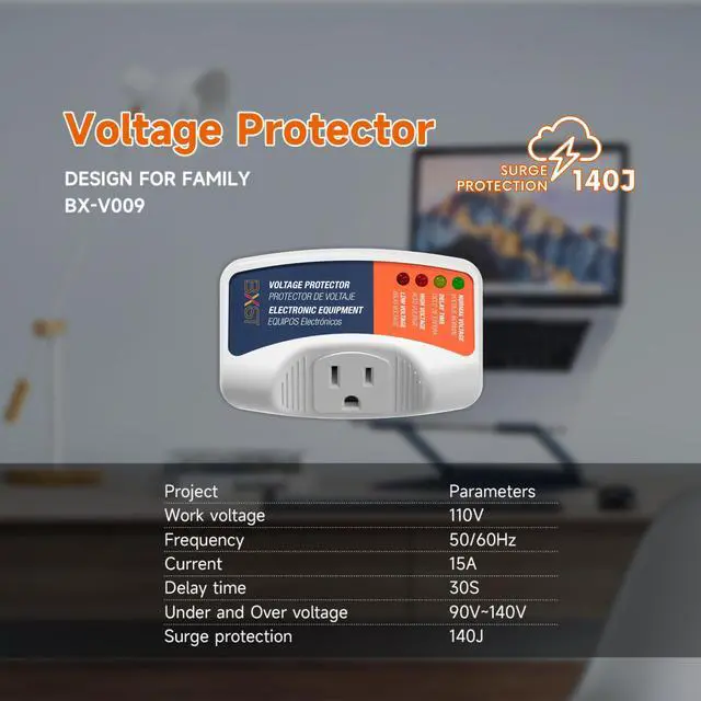 Alt view image 2 of 7 - One Outlet Plug in Voltage Protector for Home Protects Against High and Low Voltage Surge Protector for Refrigerator/TV/PC 120V 1800W (2 Pack)