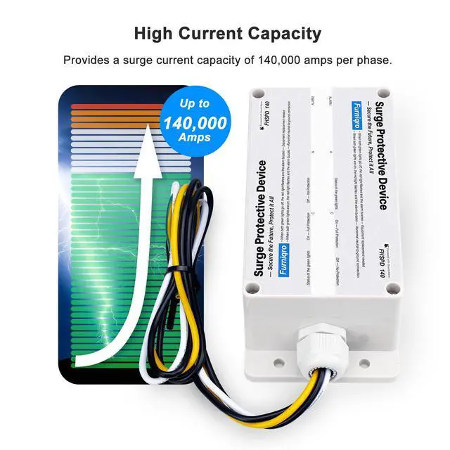 Alt view image 3 of 7 - FHSPD140 Whole House Surge Protector FS140 Whole House Surge Protection Device Rated for 140,000 Amps, Whole Home Surge Protector, Indoor/Outdoor Use, 120/240V