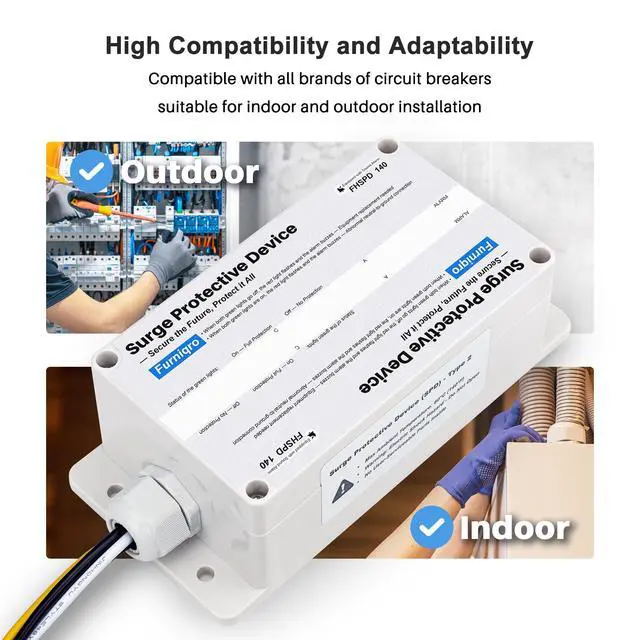 Alt view image 5 of 7 - FHSPD140 Whole House Surge Protector FS140 Whole House Surge Protection Device Rated for 140,000 Amps, Whole Home Surge Protector, Indoor/Outdoor Use, 120/240V