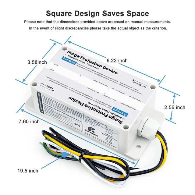 Alt view image 6 of 7 - FHSPD140 Whole House Surge Protector FS140 Whole House Surge Protection Device Rated for 140,000 Amps, Whole Home Surge Protector, Indoor/Outdoor Use, 120/240V