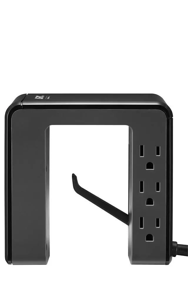 Alt view image 7 of 7 - Desk Mount Power Station PE6U4, U-Shaped Surge Protector with USB Ports (4), Desk Clamp, 6 Outlet, 1080 Joules Black