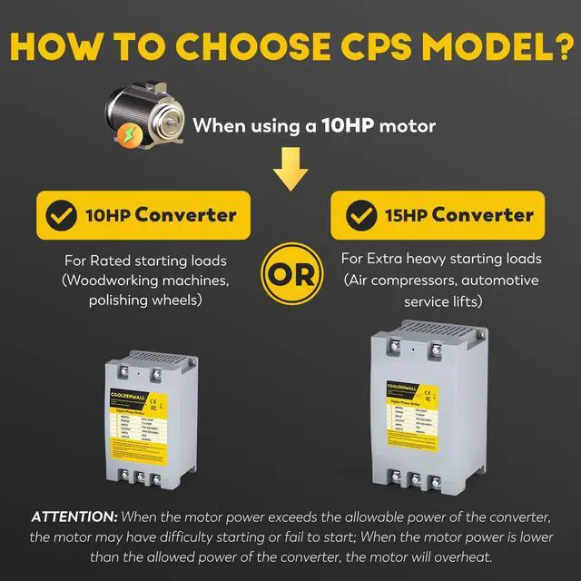 Alt view image 5 of 7 - Single Phase to 3 Phase Converter 2HP/1.5KW 7A 220V-240V Input/Output Digital Phase Shifter, 2HP/1.5KW Rated Load, 1HP/0.75KW Heavy Loads, One Converter for One Motor