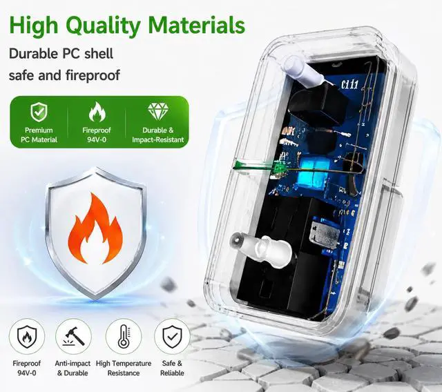 Alt view image 4 of 7 - Electricity Saving Box Energy Saving Device Smart Save Plug Power Saver 4 Pack Stopwatt Smartplug Device, Stop Watt Device Plug-in for Home Office Voltage Optimization Surge Outlet 90v-250v 30KW