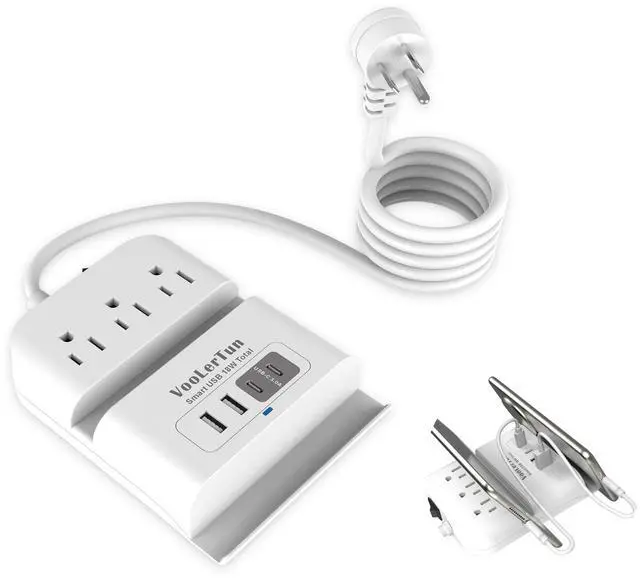 Main image of Surge Protector Power Strip Outlet Extender 4 USB Charging Station with Multi Outlet,6FT Flat Plug Extension Cord 3 AC with Overload Protection ETL Certified for Office Home