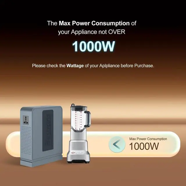 Alt view image 2 of 7 - 1000W Step Up Transformer, 110V to 220V Converter, Grey Blue | Toroidal Core, Appliances for Use in Asia&Europe, 110V-120V to 220V-240V with Dual Outlets, Overload Protection, Heavy Duty