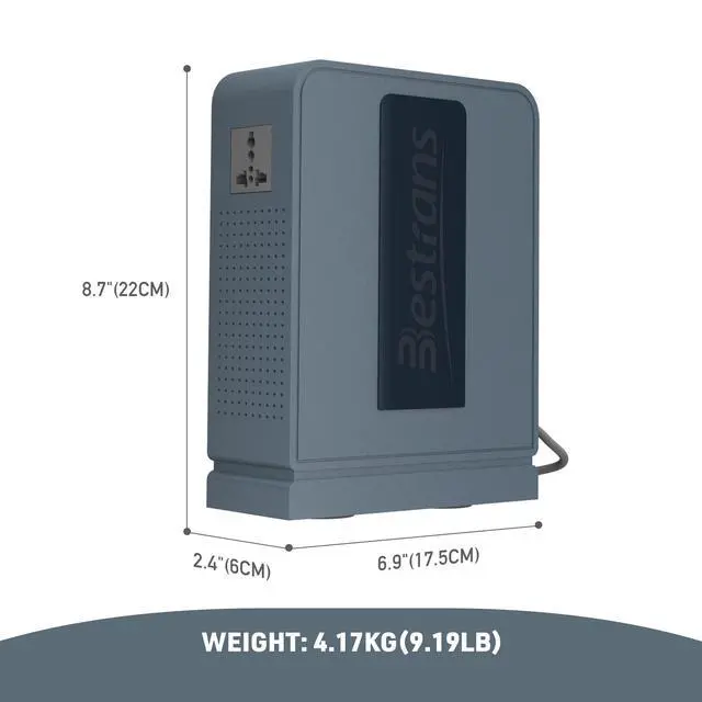 Alt view image 5 of 7 - 1000W Step Up Transformer, 110V to 220V Converter, Grey Blue | Toroidal Core, Appliances for Use in Asia&Europe, 110V-120V to 220V-240V with Dual Outlets, Overload Protection, Heavy Duty