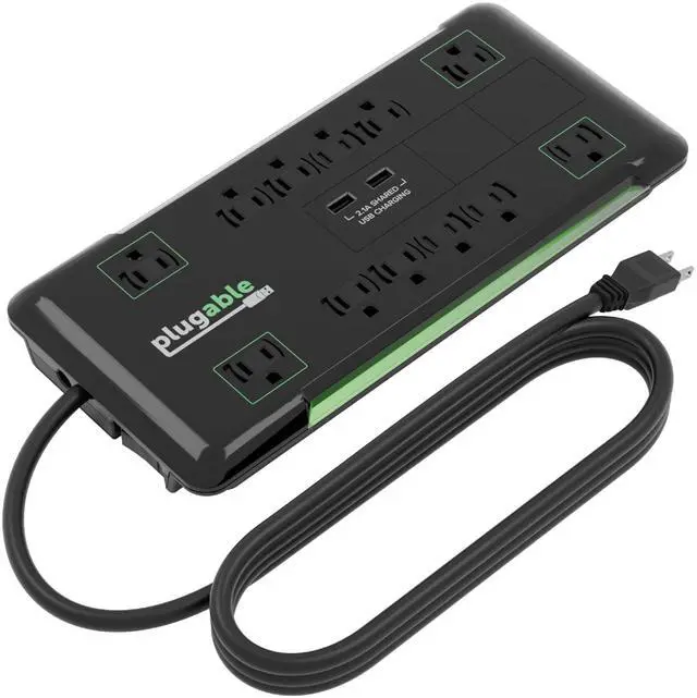 Main image of 12 Outlet Power Strip 4320 Joules Surge Protection, Built-in 10.5W 2-Port USB Charger for Android and Apple Phones, Mobile Devices, 6 Foot Cable