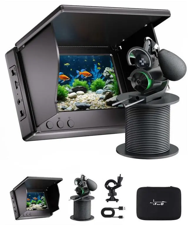 Main image of Fishing Camera with Infrared Night Vision Light,220° Wide Angle Monitoring of FishPortable Fish Finder with 100ft Cable, 4.3 Inch LCD and Upgraded HD Lens for Ice Lake Boat Kayak Fishing