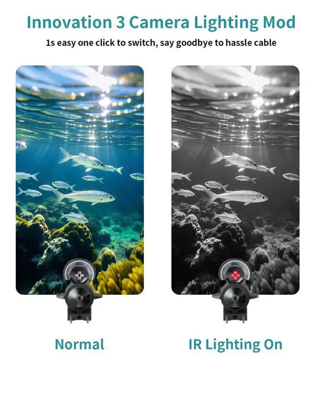 Alt view image 6 of 7 - Fishing Camera with Infrared Night Vision Light,220° Wide Angle Monitoring of FishPortable Fish Finder with 100ft Cable, 4.3 Inch LCD and Upgraded HD Lens for Ice Lake Boat Kayak Fishing