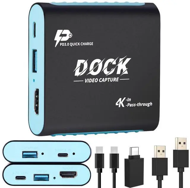 Main image of 2-in-1 Switch 2 Dock Capture Card for Switch/Steam Deck, 1080P 60FPS | 4K 30Hz HDMI Loop-Out, USB-C 3.0 Plug & Play, for Switch 2/Switch/Steam Deck/PC, 1080P 60FPS Capture, No Driver Needed