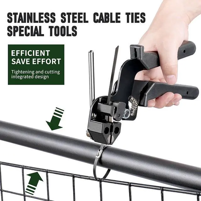 Alt view image 2 of 7 - Metal Zip Ties with Cable Tie Gun, 200 Black Stainless Steel Ties | 11.8-inch black 304 stainless steel ties rated up to 200 lb for fence repair, farm, garden, cable and outdoor fastening