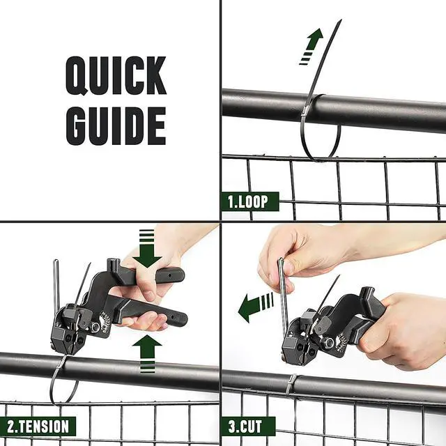 Alt view image 7 of 7 - Metal Zip Ties with Cable Tie Gun, 200 Black Stainless Steel Ties | 11.8-inch black 304 stainless steel ties rated up to 200 lb for fence repair, farm, garden, cable and outdoor fastening