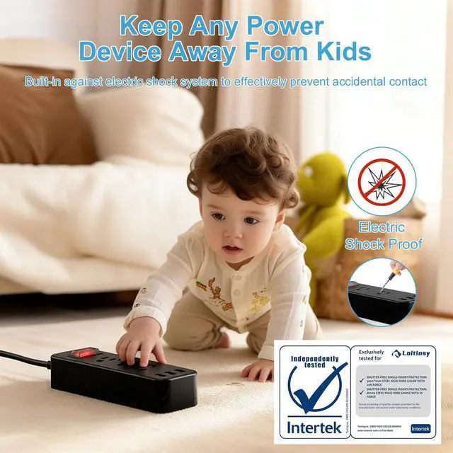 Alt view image 4 of 6 - Outdoor Waterproof Power Strip with 2 Outlets 3 USB Ports, 6FT Flat Plug Extension Cord, Surge Protector, Mountable for Garden Bathroom Kitchen, Black