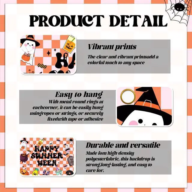 Alt view image 3 of 6 - Summerween Backdrop Banner - Happy Summerween Decorations, Halloween in Summer, Summer Halloween Party Decorations Boy Girl Women Photoshoot Photo Background Props, 7 * 5ft