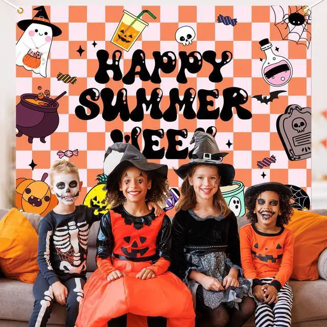 Alt view image 4 of 6 - Summerween Backdrop Banner - Happy Summerween Decorations, Halloween in Summer, Summer Halloween Party Decorations Boy Girl Women Photoshoot Photo Background Props, 7 * 5ft