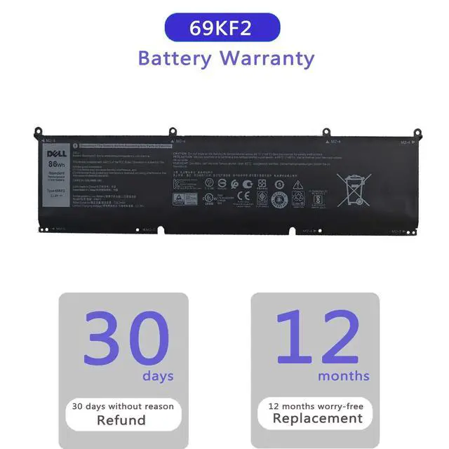 Alt view image 7 of 7 - DELL 69KF2 Laptop Battery for Dell Precision 5550 5560 XPS 15 9500 9510 Alienware M15 (R3 R4 R5 R6 R7) M17(R3 R4) Inspiron 7510 7610 Series Notebook 8FCTC 08FCTC 70N2F 070N2F M59JH 0M59JH 86Wh