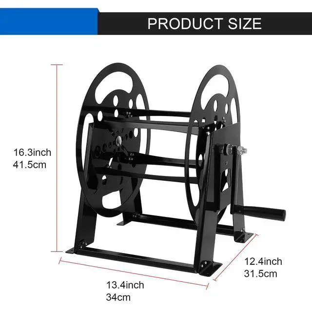 Alt view image 3 of 6 - RV Extension Cord Reel Stand, Up to 200 Feet of 15A (12/3 AWG) | Metal Reel Frame with Foldable Handle, Metal Heavy Duty Power Cord Storage Reel with Durable Bearings Anti-rust Coating