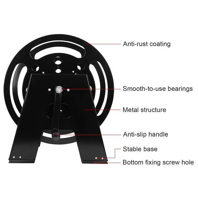 Alt view image 5 of 6 - RV Extension Cord Reel Stand, Up to 200 Feet of 15A (12/3 AWG) | Metal Reel Frame with Foldable Handle, Metal Heavy Duty Power Cord Storage Reel with Durable Bearings Anti-rust Coating