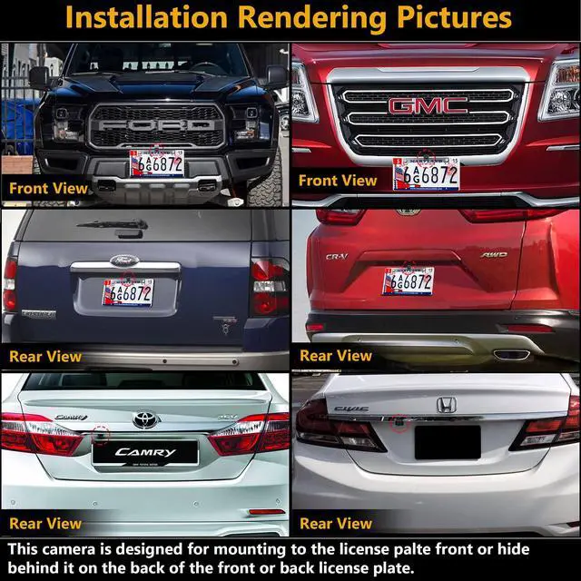 Alt view image 7 of 7 - Backup/Front View Camera: No Distorted Affect Starlight Night Vision HD Waterproof 720P AHD and TVI Hitch Backup/Reverse/Rear View Camera License Plate for Cars Pickup Trucks SUV RV Van
