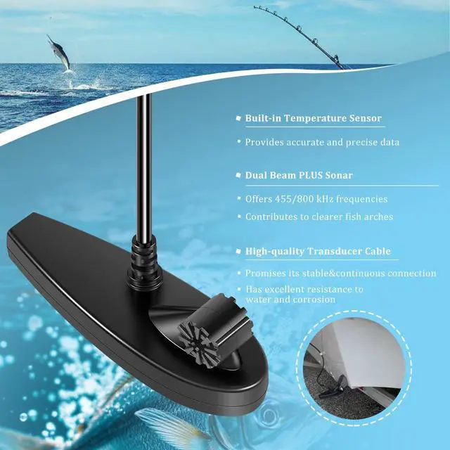Alt view image 5 of 7 - 710226-1 XNT 9 DI T Transom Transducer for Humminbird Helix/PiranhaMAX/Legacy Down Imaging models with Dual Beam Sonar &Down Imaging Built-in Temperature Sensor 4-pin End20-ft Cable