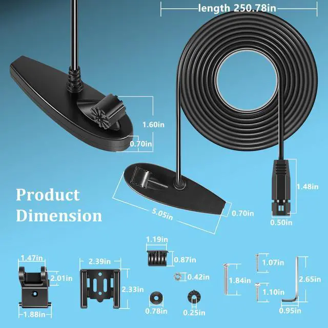 Alt view image 7 of 7 - 710226-1 XNT 9 DI T Transom Transducer for Humminbird Helix/PiranhaMAX/Legacy Down Imaging models with Dual Beam Sonar &Down Imaging Built-in Temperature Sensor 4-pin End20-ft Cable