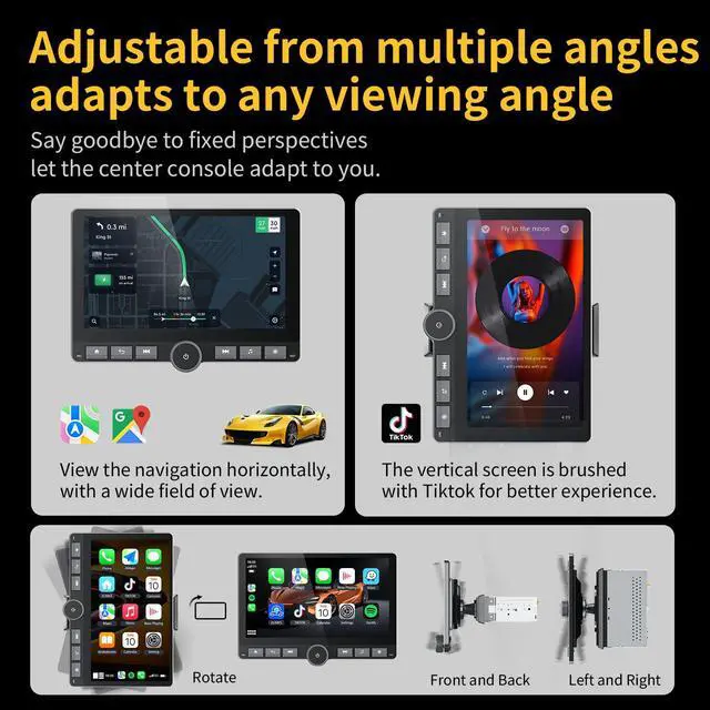 Alt view image 3 of 7 - 10.1 Inch Single Din Car Stereo,Wireless Apple Carplay Android Auto,Android Car Stereo 2G+64G, Built-in GPS/Wi-Fi/Mirror Link, Includes Backup Camera