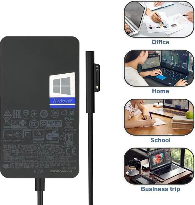 Alt view image 7 of 7 - Surface Pro Charger 65W for Microsoft Surface Charger 65W 44W 39W 36W | for Microsoft Surface Pro 3-12, Surface Laptop 1-7, Surface Go/Surface LaptopGo 1-4, Surface Book 1-3, Surface Laptop Studio