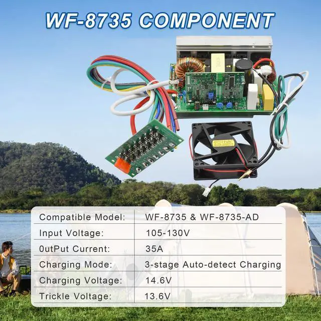Alt view image 3 of 4 - 35 Amp Replacement rv Power Center WF-8735 Assembly Components RV Power Converter,Replacement Part for WF-8735,14.6V 3 Stages Battery Charger, Compatible with WF-8735,WF-8735-AD,WF-8735-P