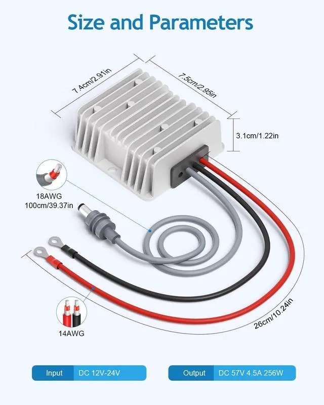 Alt view image 7 of 7 - Starlink Gen 3 Power Supply Cord 12V to 57V 4.5A Step Up Converter Boost | Starlink Gen3/Standard 4X Battery Power Adapter, Waterproof DC Power Plug, Zero Voltage Drop for RV Truck Marine and Off-Grid