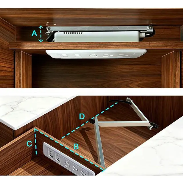 Alt view image 6 of 6 - Drawer Outlet Kit, Retractable Arm, Integrated Safety Shutoff Fast Charging | (4) 30W USB-C & (2) USB-A(2) tamper-resistant AC | Surge Protector | for Cabinets,Vanity Cabinet, Night stand
