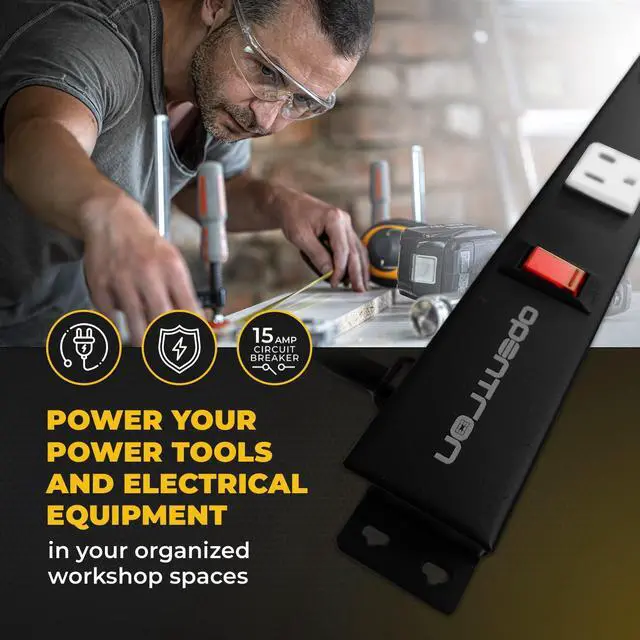 Alt view image 3 of 7 - 9 Outlets 3 Feet Power Cord 3 Feet Body OT3093 Heavy Duty Metal Surge Protector Power Strip with Mounting Parts - Free End Caps for Shipping Protection Only