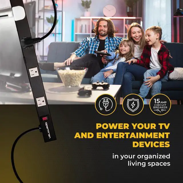 Alt view image 5 of 7 - 9 Outlets 3 Feet Power Cord 3 Feet Body OT3093 Heavy Duty Metal Surge Protector Power Strip with Mounting Parts - Free End Caps for Shipping Protection Only