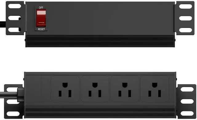 Main image of 10 inch Rack PDU-1U (4 Rear Outlets),125V/15A 6ft Cable,Surge Protected | 1020J,15A Overload Switch,Rack Mount Power Distribution Unit for 10" Mini Server Rack Accessories,Network Cabinets/Rack/Self